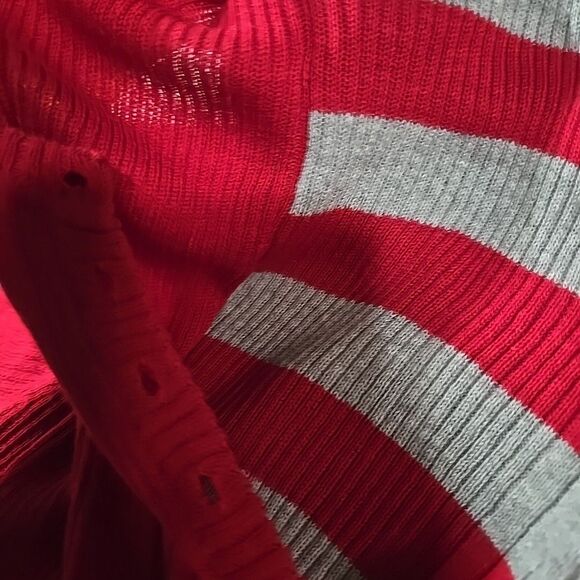 Y2K Layered Sweater Dress Tunic Top SzLg STRETCH Soft Henley Red Preppy 90s VTG - Picture 15 of 16